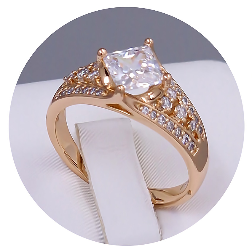 Каблучка XР. Позолота 18К. Камені: білий циркон. Є: 17р 18р 20р