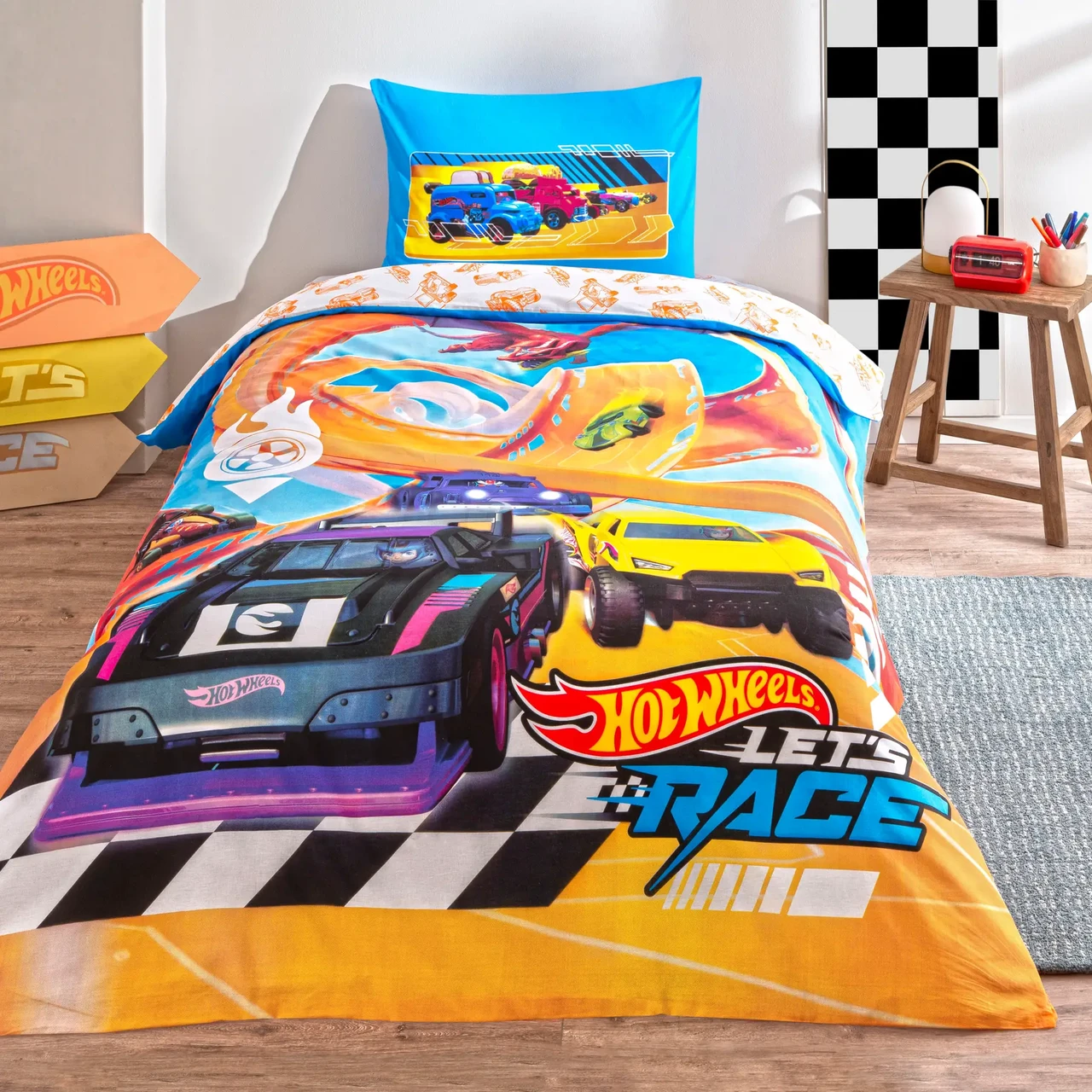Постільна білизна Tac підліткова Hot Wheels Let's Race 160х220 ранфорс