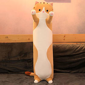 М'яка іграшка подушка обіймашка для сну котик Батон рудий 90 см