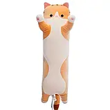 М'яка іграшка подушка обіймашка для сну котик Батон рудий 90 см, фото 4