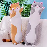 М'яка іграшка подушка обіймашка для сну котик Батон рудий 90 см, фото 5