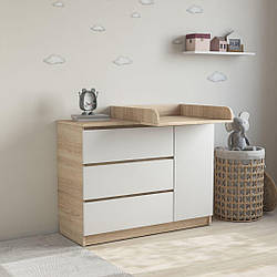 Комод пеленальний Ф3+1Д 120см Дуб сонома+білий