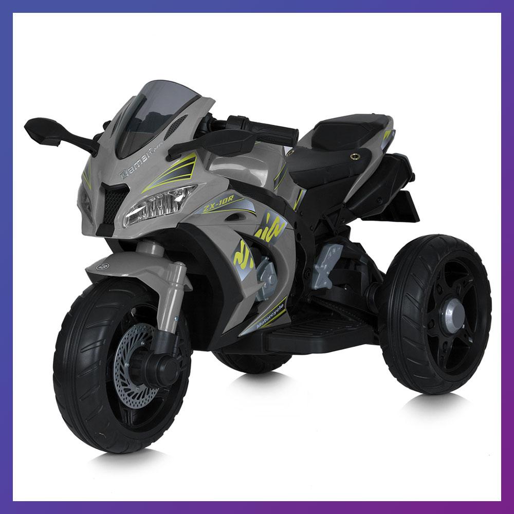 Дитячий електро мотоцикл триколісний на акумуляторі Bambi M 5806 для дітей 2-6 років Сірий