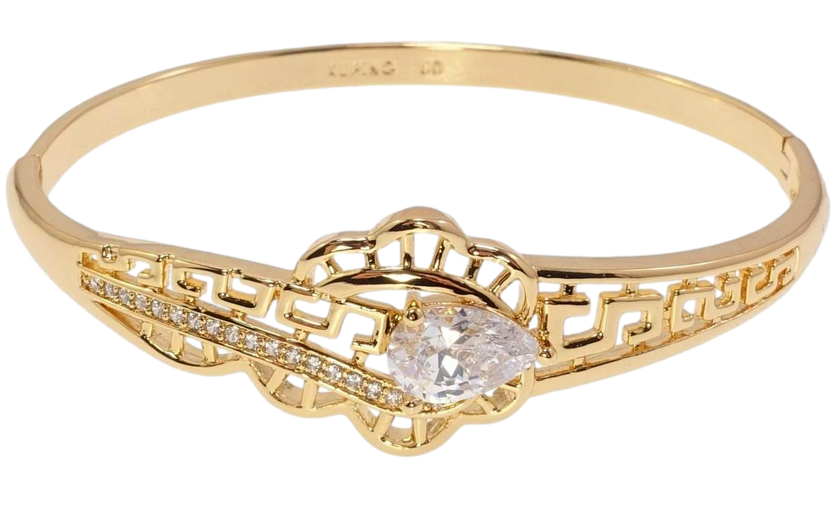 Браслет Xuping Позолота 18K "Різний меандровий орнамент з цирконієм" ø 6см