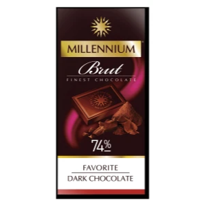 Чорний шоколад гіркий Millennium Favorite Brut 74% 100 грамів, фото 1