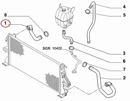 Патрубок радіатора верхній Fiat Ducato 250 (2006-2014) 2.3JTD, 1358583080
