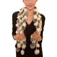 Жіночий шарф із кролика сірий з білим