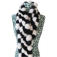 Жіночий шарф із кролика чорний із білим