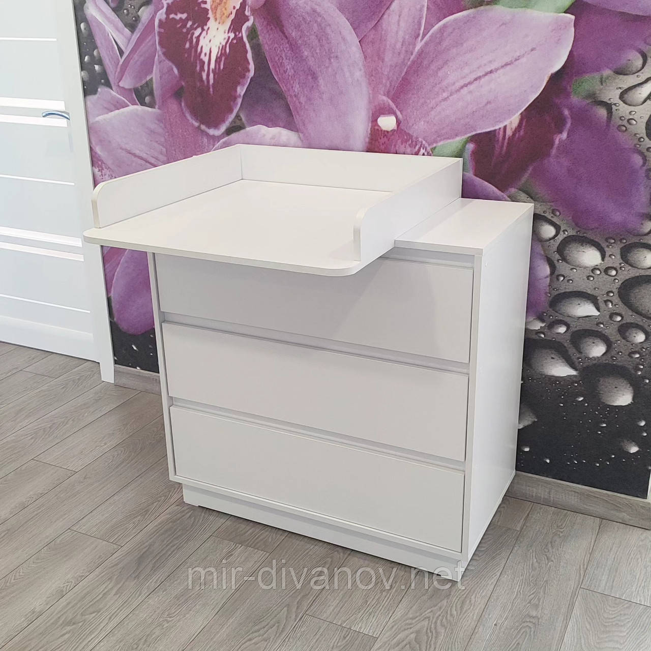 Сповивальний комод Флеш з накладним пеленальним блоком білій, фото 1