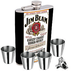 Фляга Jim Beam + 4 стаканчики + лійка 7 oz у подарунковому пакованні LG-015U12