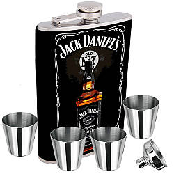 Фляга Jack Daniels + 4 склянки + лійка 7 oz у подарунковому пакованні LG-015U9