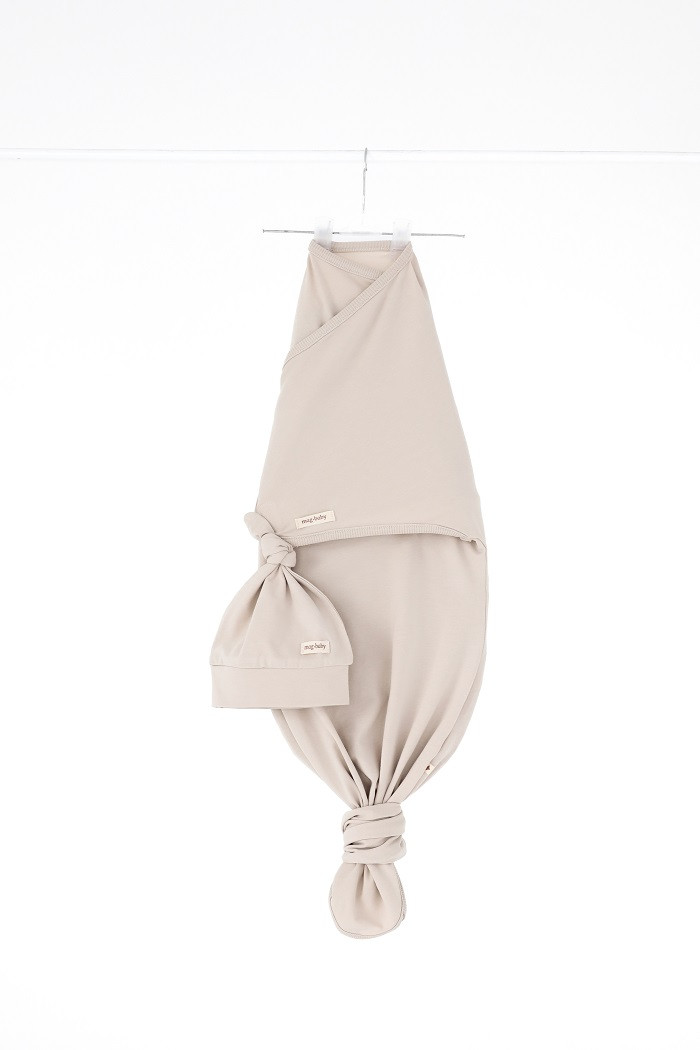 Безрозмірна пелюшка на липучках з шапочкою "Каспер", Слонова кістка, фото 1