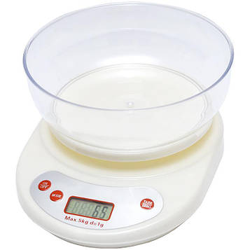 Ваги кухонні електронні з круглою чашею максимальна вага 5кг розмір 21*16см