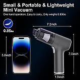 Маленький автомобільний пилосос, бездротовий міні-ручний пилосос 6000PA, портативний пилосос 3 в 1, повітряна ганчірка і насос, фото 4