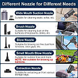 Маленький автомобільний пилосос, бездротовий міні-ручний пилосос 6000PA, портативний пилосос 3 в 1, повітряна ганчірка і насос, фото 6