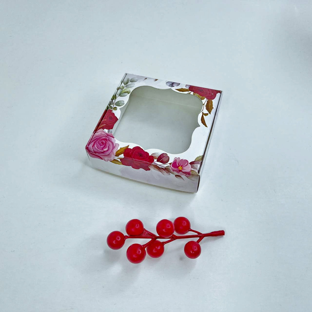 Коробка для сувенірів, 100*100*30 мм, з вікном, "Роза", фото 1