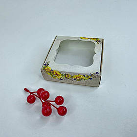 Коробка для сувенірів, 100*100*30 мм, з вікном, "Соняшники"