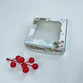 Коробка для сувенірів, 100*100*30 мм, з вікном, "Святкова гілочка"