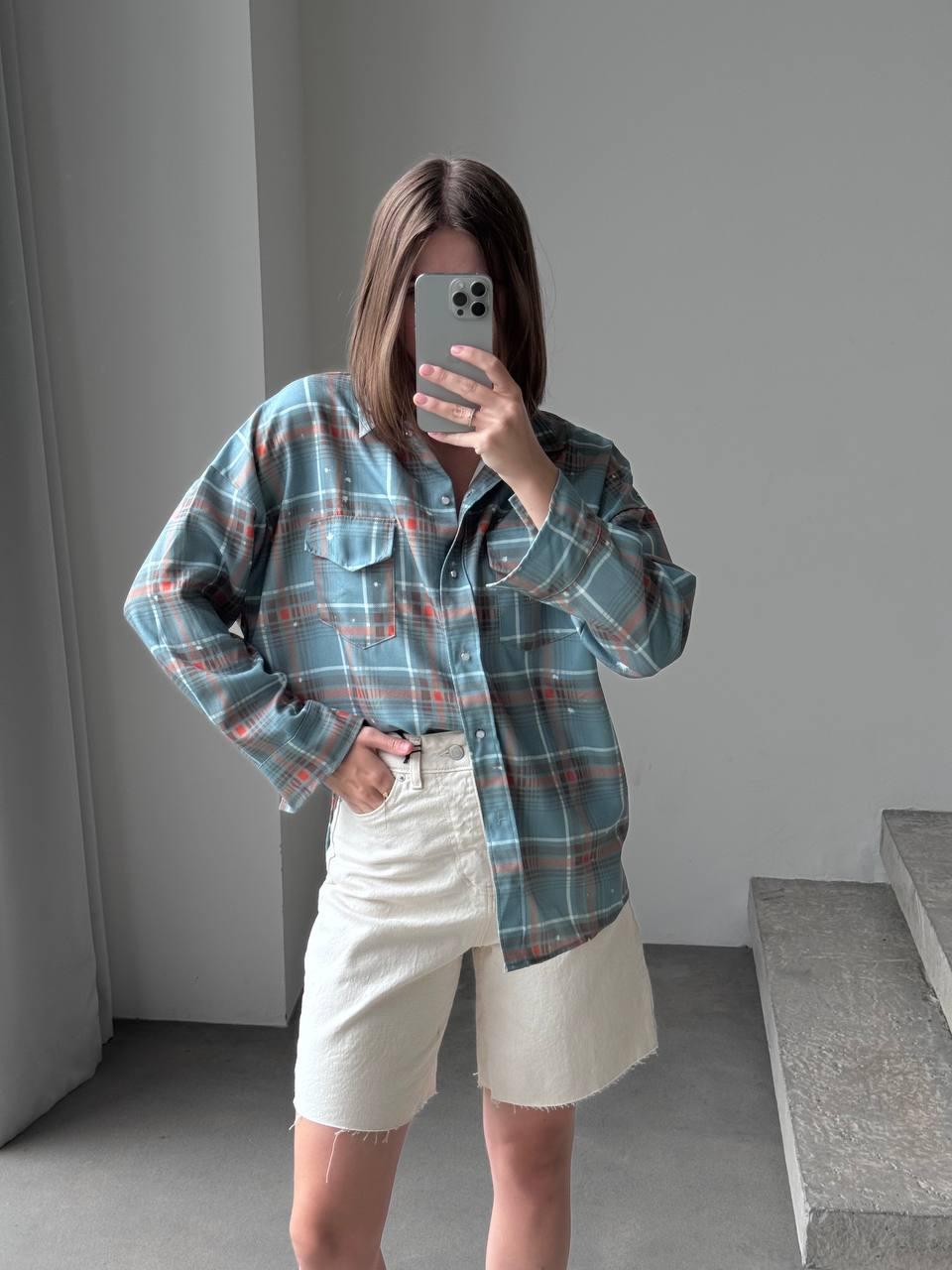 Жіноча сорочка в клітинку вільного фасону (р. 42-46) 77131073, фото 1