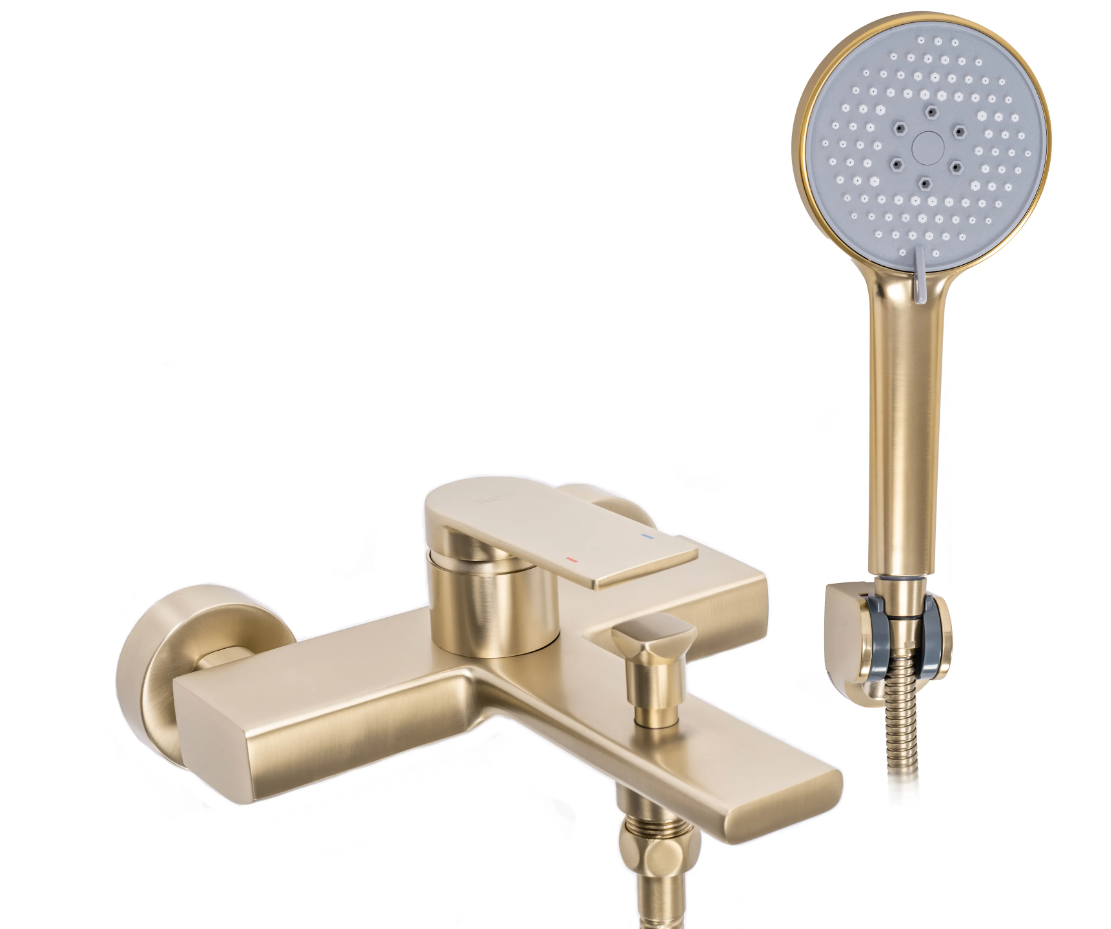 Змішувач для ванни REA VERSO BRUSHED GOLD настінний з виливом