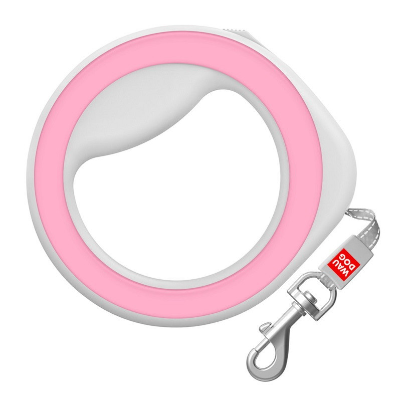 Повідець-рулетка для собак WAUDOG R-leash круглий XS-M до 40 кг 2,9 м світловідр.смуга рожевий 81277