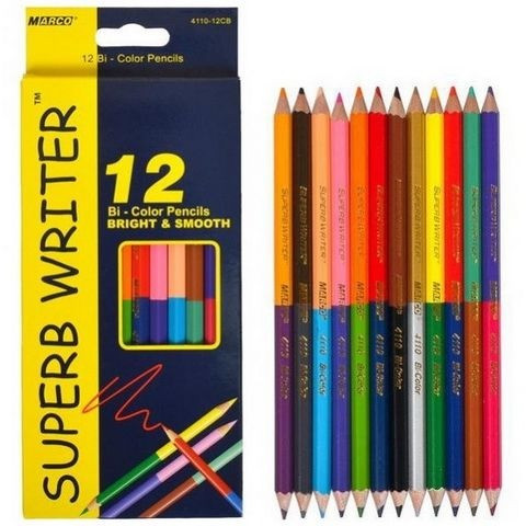Олівці кольорові двосторонні 12 шт. Super Writer Marco 4110-12CB