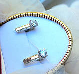 Родовані срібні сережки с золотом довжиною 15 мм, фото 4