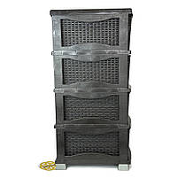 Комод для прихожої пластиковий RATTAN на 4 ящики, коричневий SNMZ, фото 7