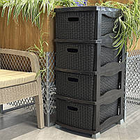 Комод для прихожої пластиковий RATTAN на 4 ящики, коричневий SNMZ, фото 6