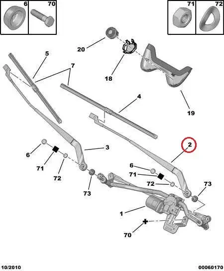 Поводок двірника лівий Fiat Ducato 250, Peugeot Boxer, Citroen Jumper (2006-2014), 1340684080, 6429CG, фото 1