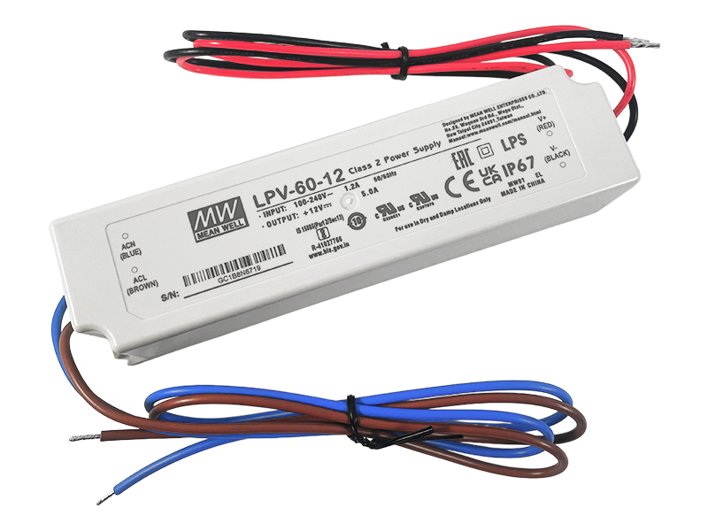 Блок живлення 60W-IP67 12V LPV-12-60 AC127-370V/DC 2 роки гарантії MEAN WELL