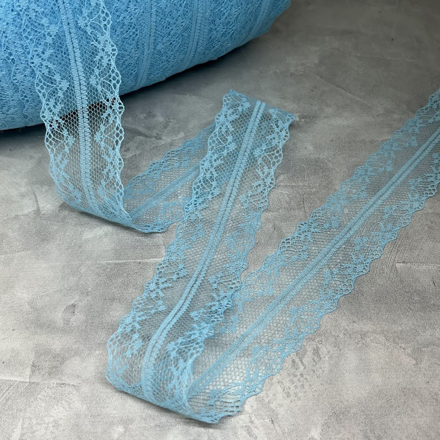 Мереживо 4 см "Адель", колір -блакитний метр, Блакитний, фото 1