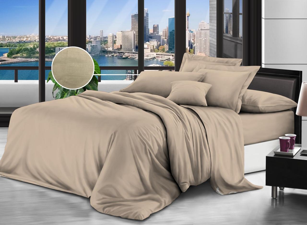 Однотонна бавовняна тканина Бязь Gold Lux бежева 220 см для пошиття постільної білизни, рулон 50 м, Пакистан