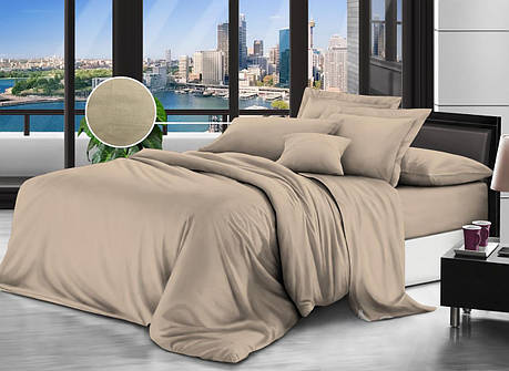 Однотонна бавовняна тканина Бязь Gold Lux бежева 220 см для пошиття постільної білизни, рулон 50 м, Пакистан, фото 1