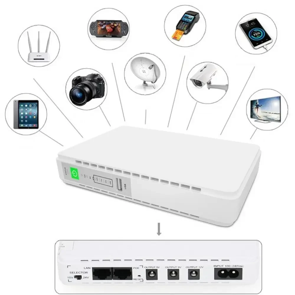 Повербанк для роутера 5/9/12V Mini Ups POE-432E | Джерело безперебійного живлення 8800mAh
