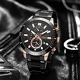 Чоловічий кварцовий годинник з хронографом Curren 8417 Black-Gold, фото 4