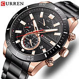 Чоловічий кварцовий годинник з хронографом Curren 8417 Black-Gold, фото 3