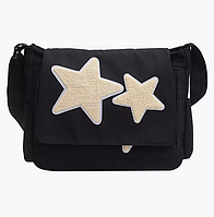 Сумка підліткова шкільна із зірочками чорна стиль k-pop CAHRES&HEKA