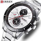 Чоловічий кварцовий годинник з хронографом Curren 8417 Silver-Black, фото 4
