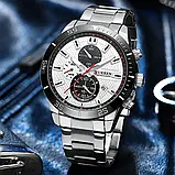 Чоловічий кварцовий годинник з хронографом Curren 8417 Silver-Black, фото 2