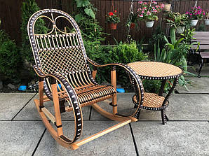 Набір качалка і стіл з ротангу (крісло  розбірне)
