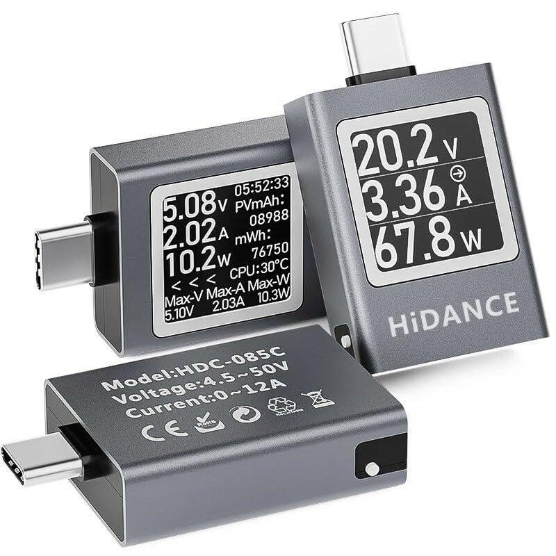 USB-С тестер HDC-085C (4.5-50V 0-12A PD3.1), фото 1