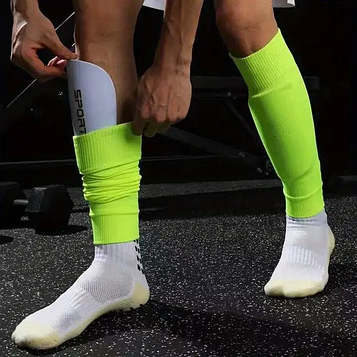 Футбольні гетри підроткові (на зріст 130-145 см) без шкарпетки зелені