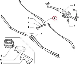 Поводок двірника правий Fiat Ducato 250, Peugeot Boxer, Citroen Jumper (2006-2014), 1343897080, 6429CH