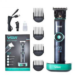 Машинка (триммер) для стрижки волосся VGR V-671 Professional, 4 насадки, LED Display