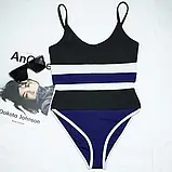 Жіночий спортивний купальник топом на тонких бретельках і високі плавки, фото 3