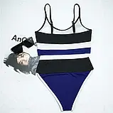 Жіночий спортивний купальник топом на тонких бретельках і високі плавки, фото 4