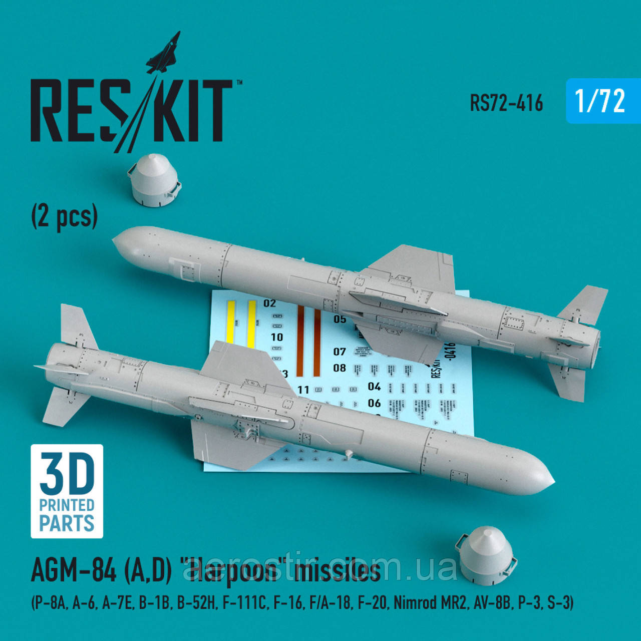 РАКЕТЫ AGM-84 (A,D) "ГАРПУН" (2 ШТ.) 1/72 RES KIT 72-0416