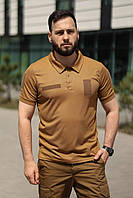 Чоловіча літня тактична футболка койот військове поло з велкро панелями для шевронів