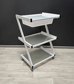 Візок косметологічний столик для нарощування вій R-71 скляна етажерка на 3 полиці в салон краси